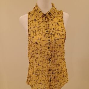 Material Girl Mustard Patterned Sleeveless Blouse
